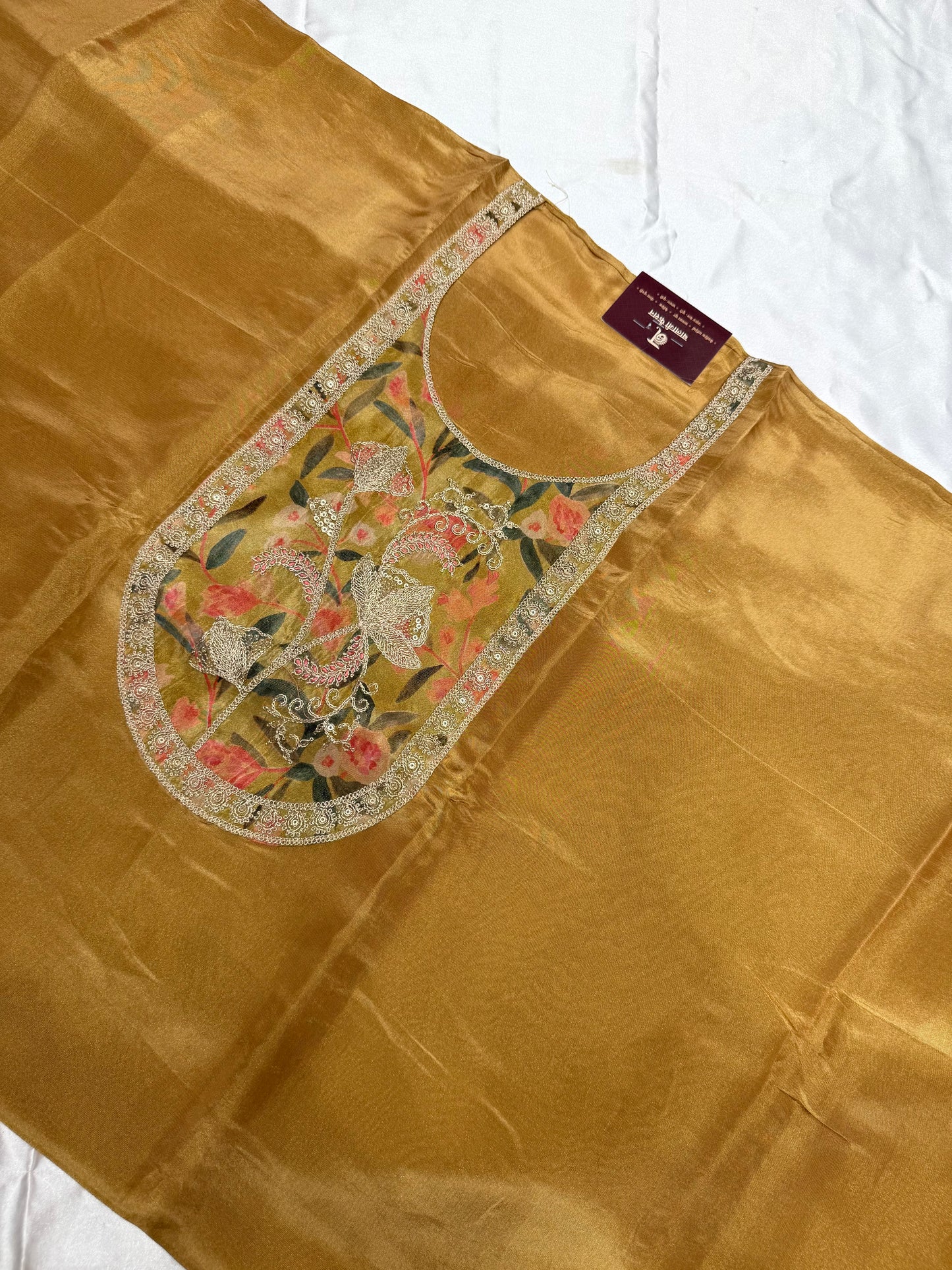 Designer Crape Dress Material (Mustard)