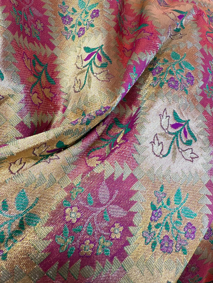 Brocade Bridal Silk Saree (Multi Color)