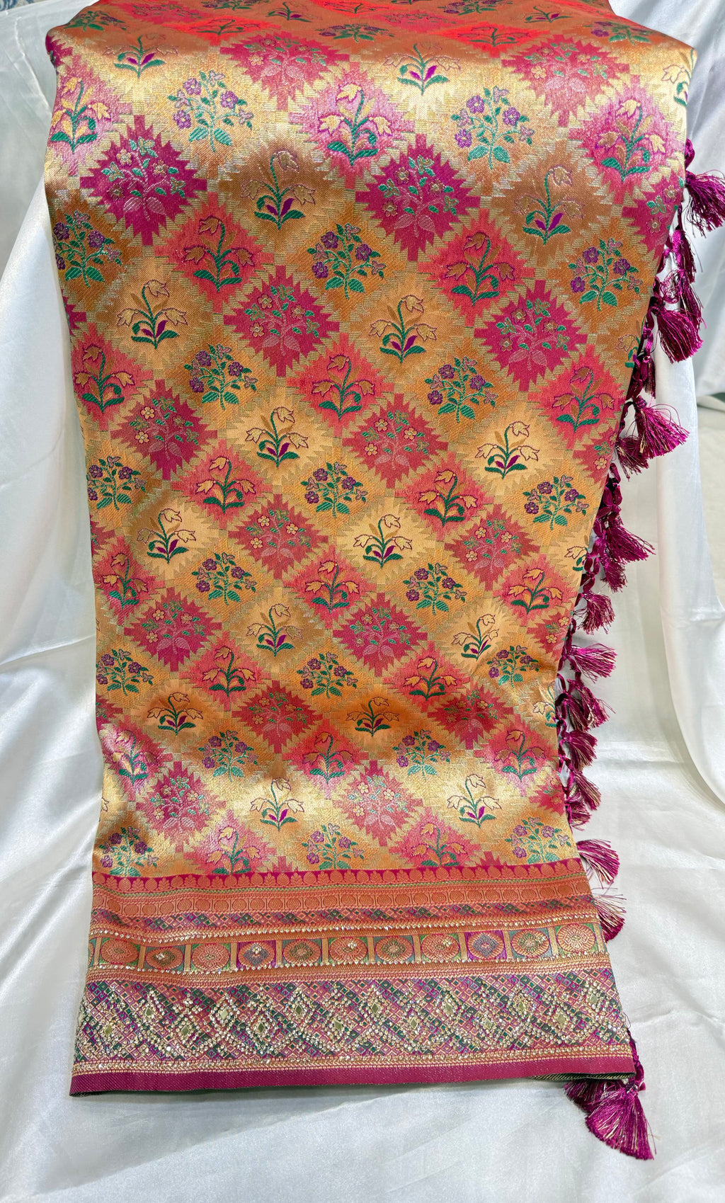 Brocade Bridal Silk Saree (Multi Color)