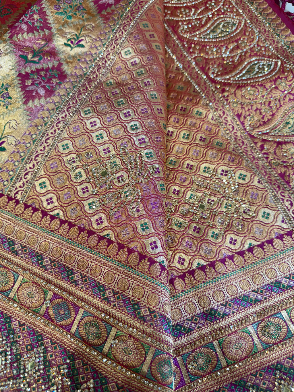 Brocade Bridal Silk Saree (Multi Color)