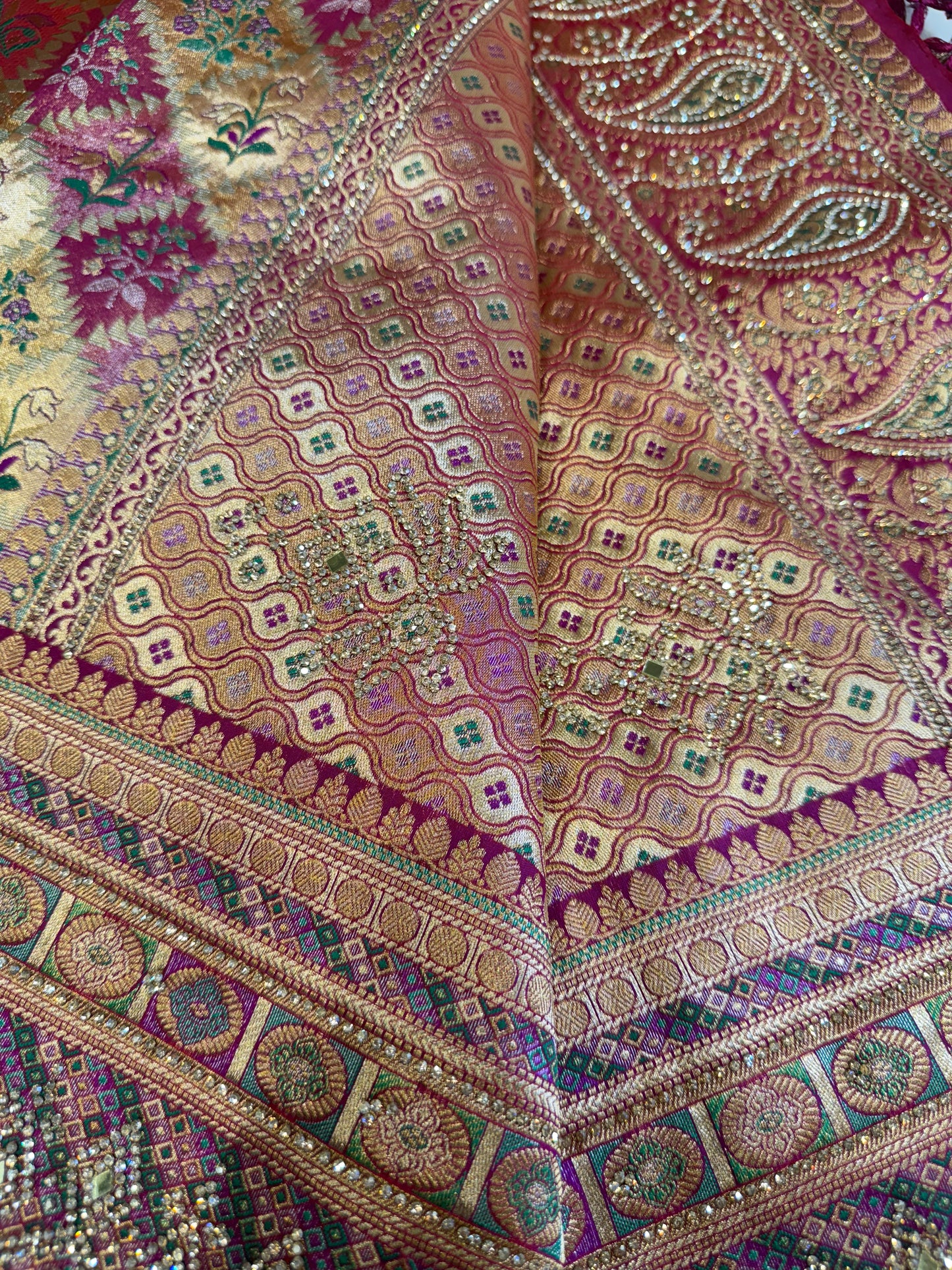 Brocade Bridal Silk Saree (Multi Color)