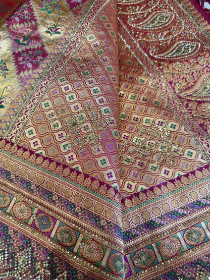 Brocade Bridal Silk Saree (Multi Color)