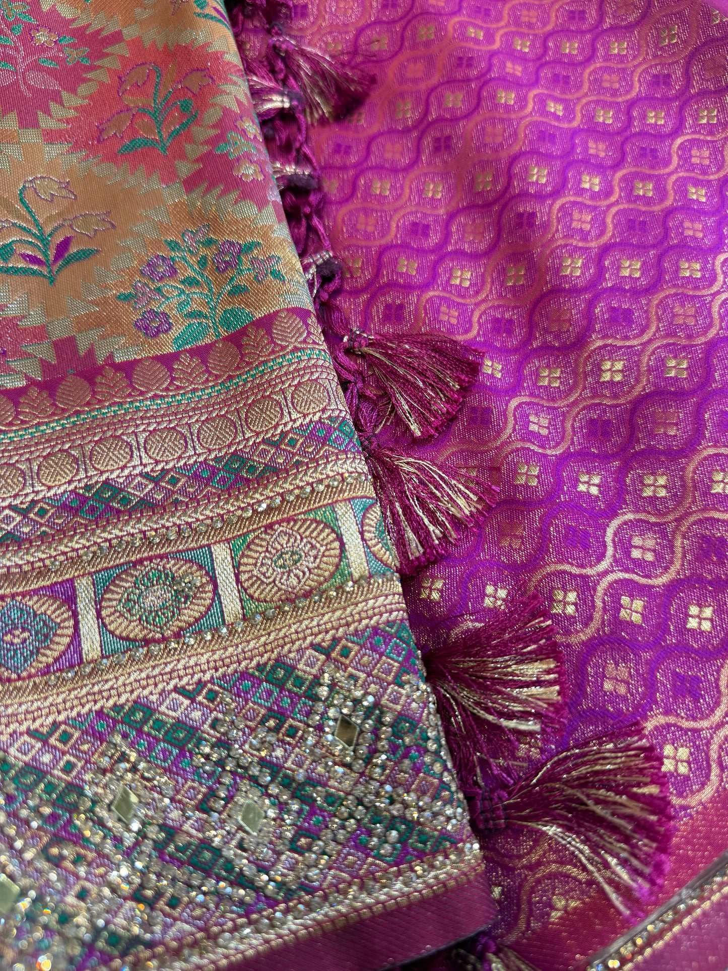 Brocade Bridal Silk Saree (Multi Color)