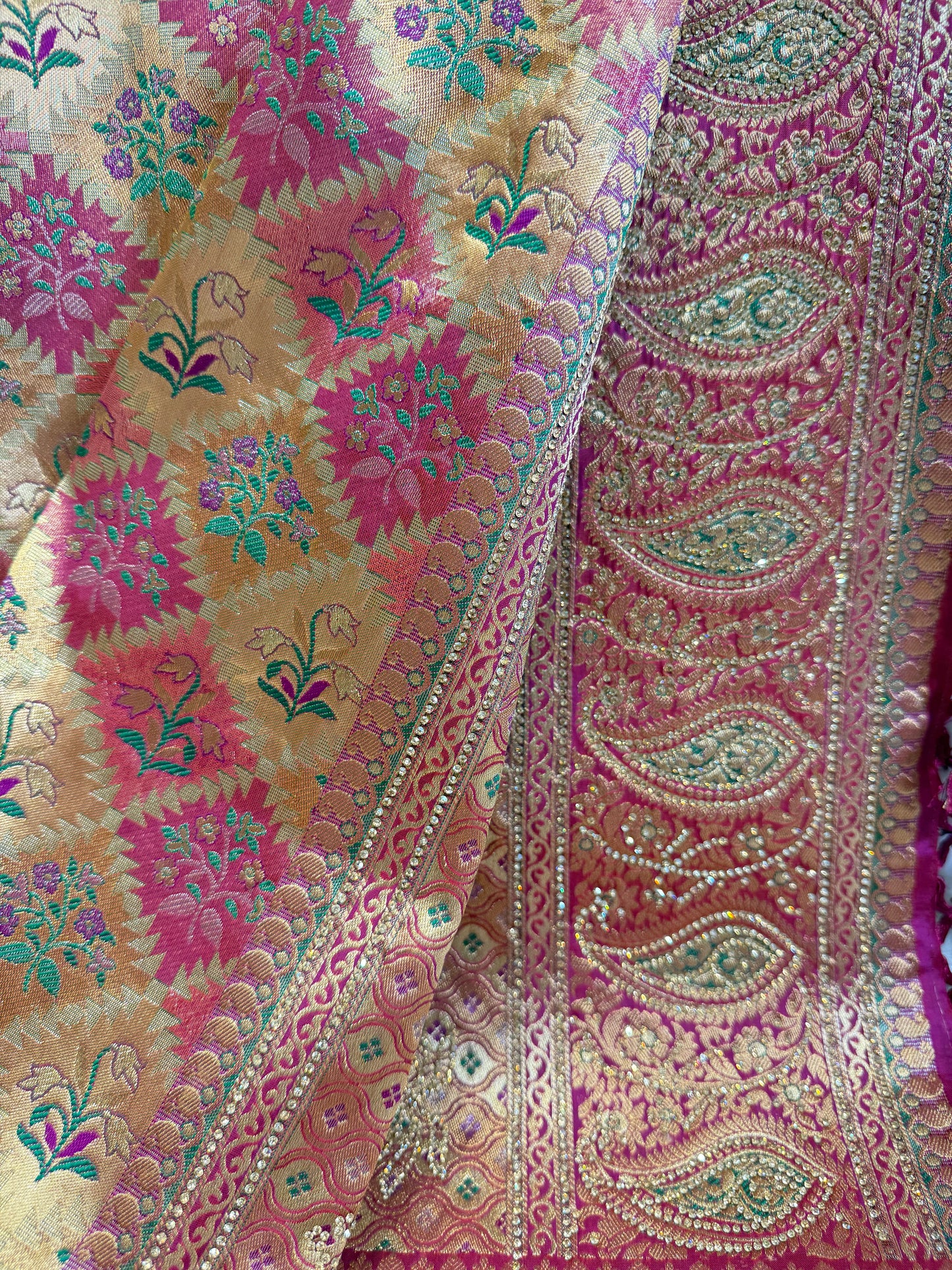 Brocade Bridal Silk Saree (Multi Color)
