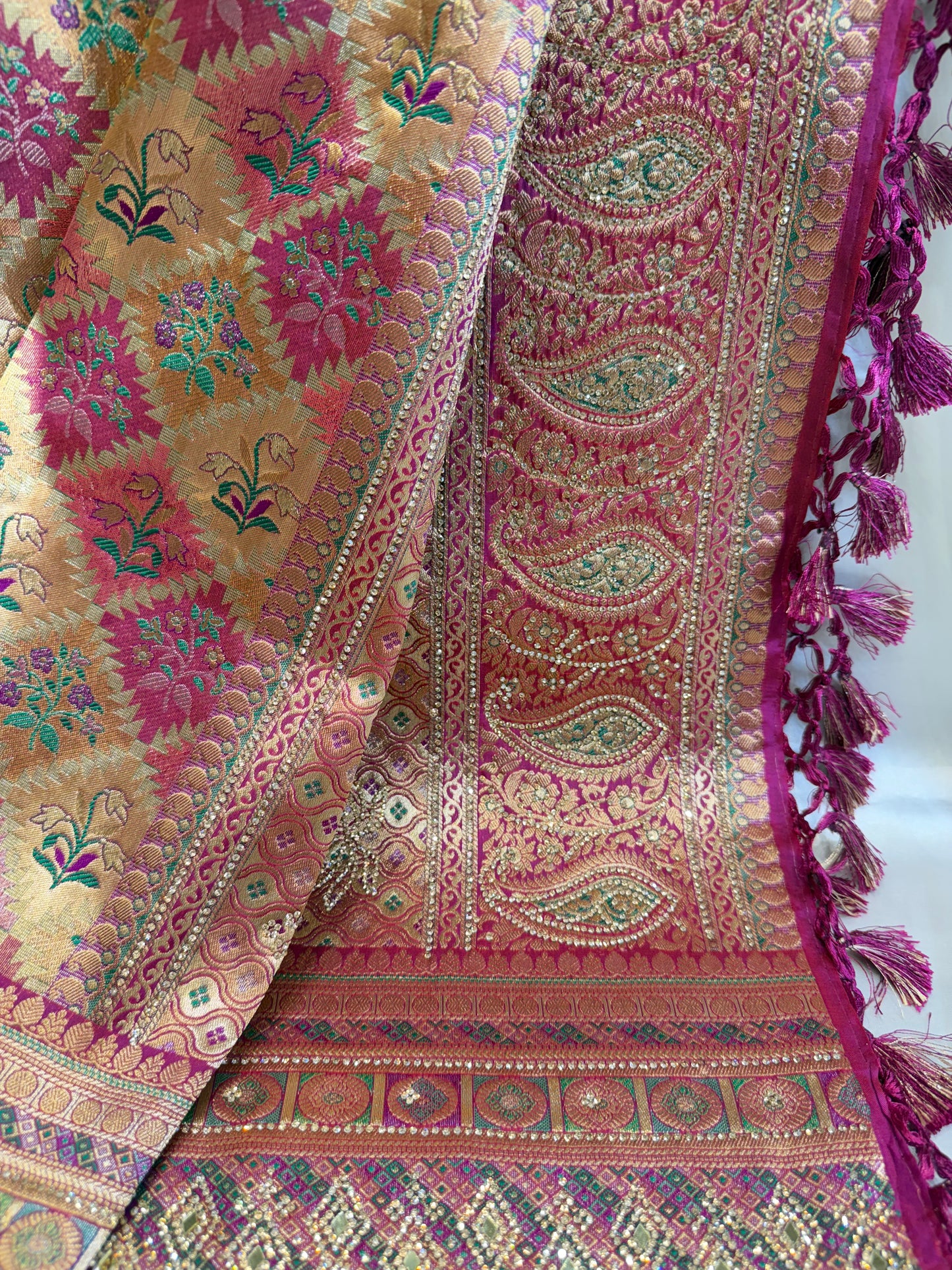 Brocade Bridal Silk Saree (Multi Color)