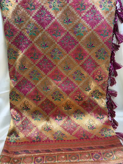 Brocade Bridal Silk Saree (Multi Color)