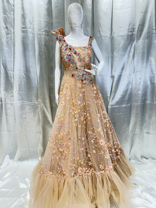 Net Boutique Style Western Gown (Peach)