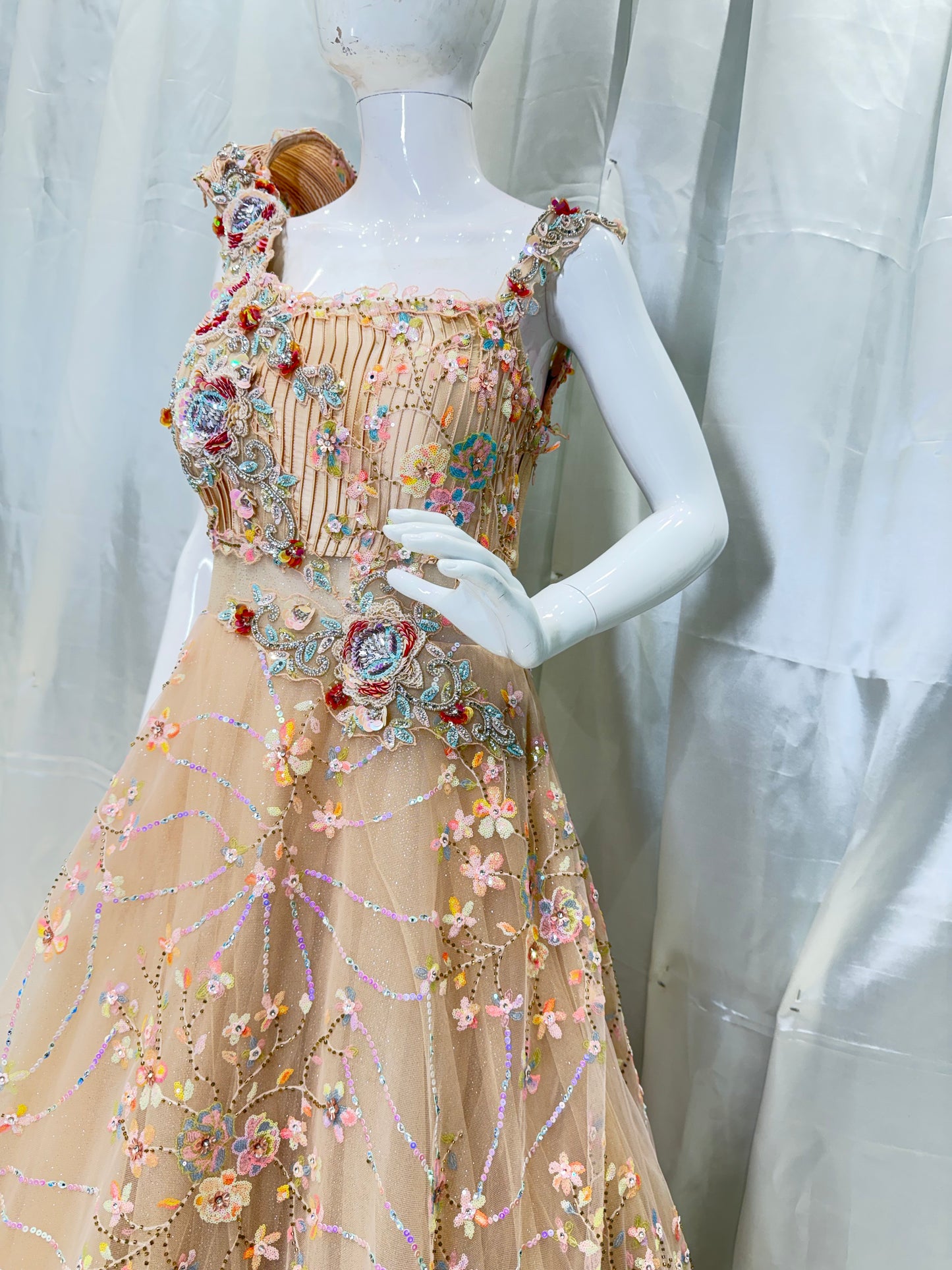 Net Boutique Style Western Gown (Peach)