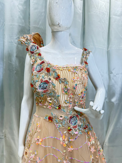 Net Boutique Style Western Gown (Peach)