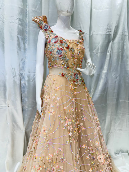 Net Boutique Style Western Gown (Peach)