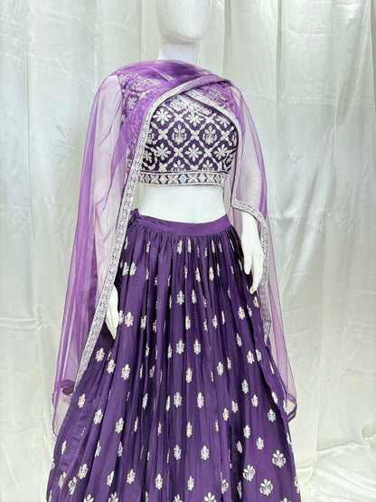 Georgette Summer Special Crop Top (Purple)