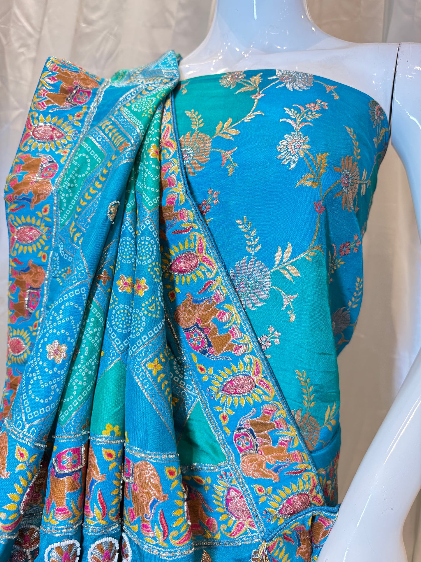 Banarasi Silk Party Wear Lehenga (Firozi)