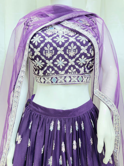 Georgette Summer Special Crop Top (Purple)