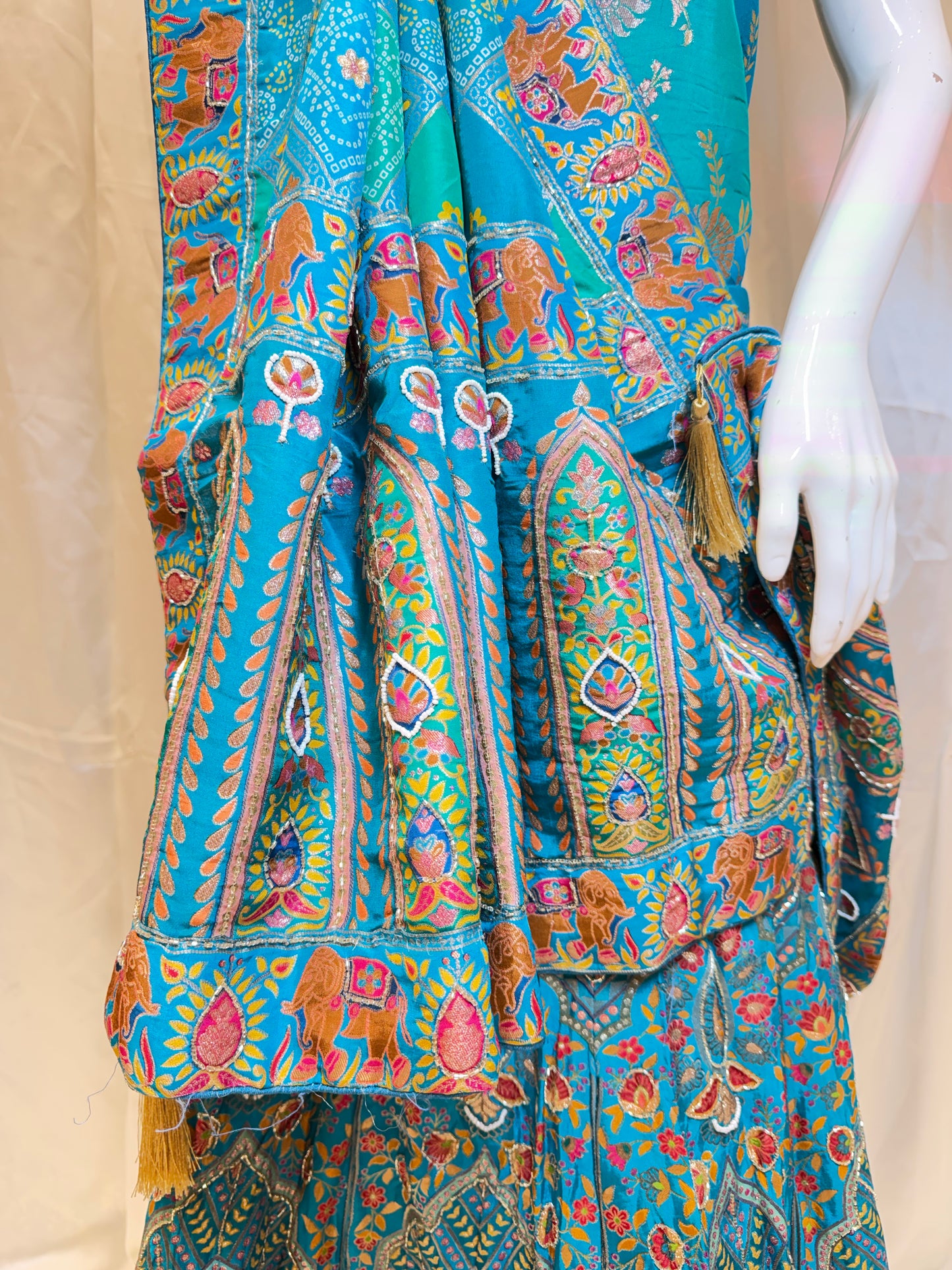 Banarasi Silk Party Wear Lehenga (Firozi)
