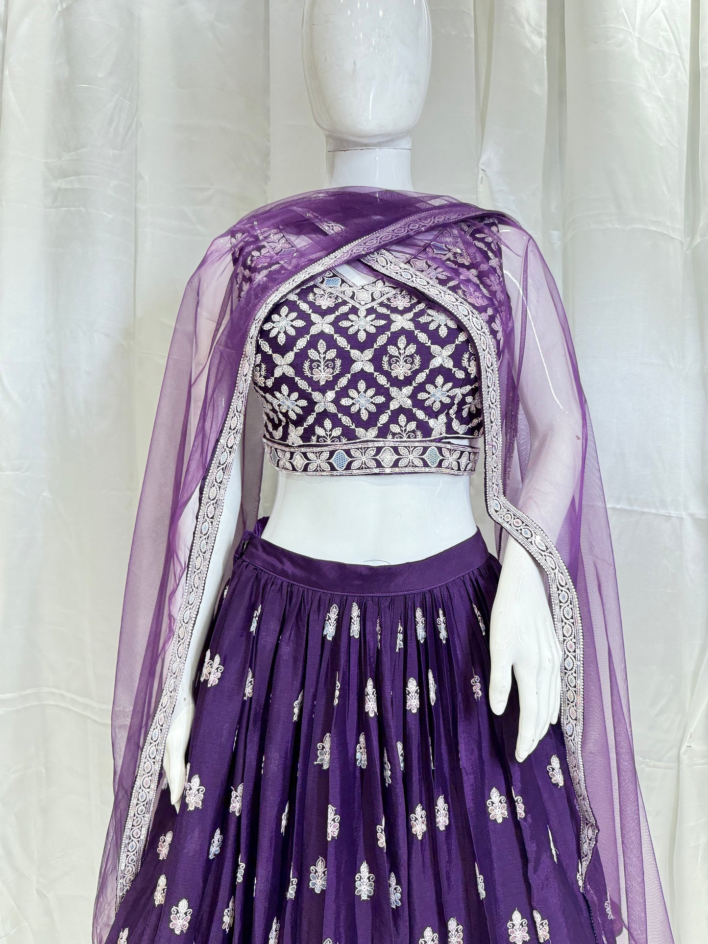 Georgette Summer Special Crop Top (Purple)
