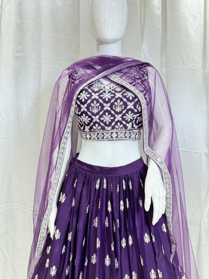 Georgette Summer Special Crop Top (Purple)