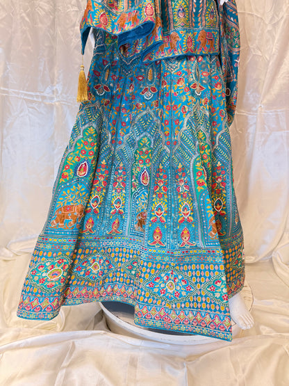 Banarasi Silk Party Wear Lehenga (Firozi)