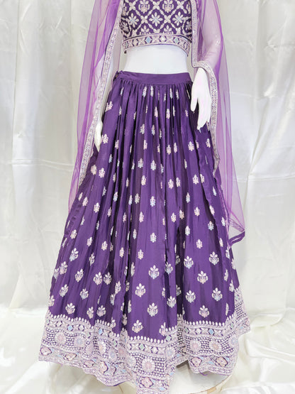Georgette Summer Special Crop Top (Purple)