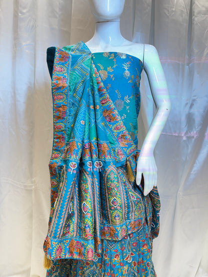 Banarasi Silk Party Wear Lehenga (Firozi)