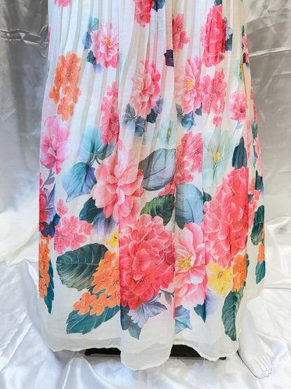 Floral Chiffon Gown (Off White)