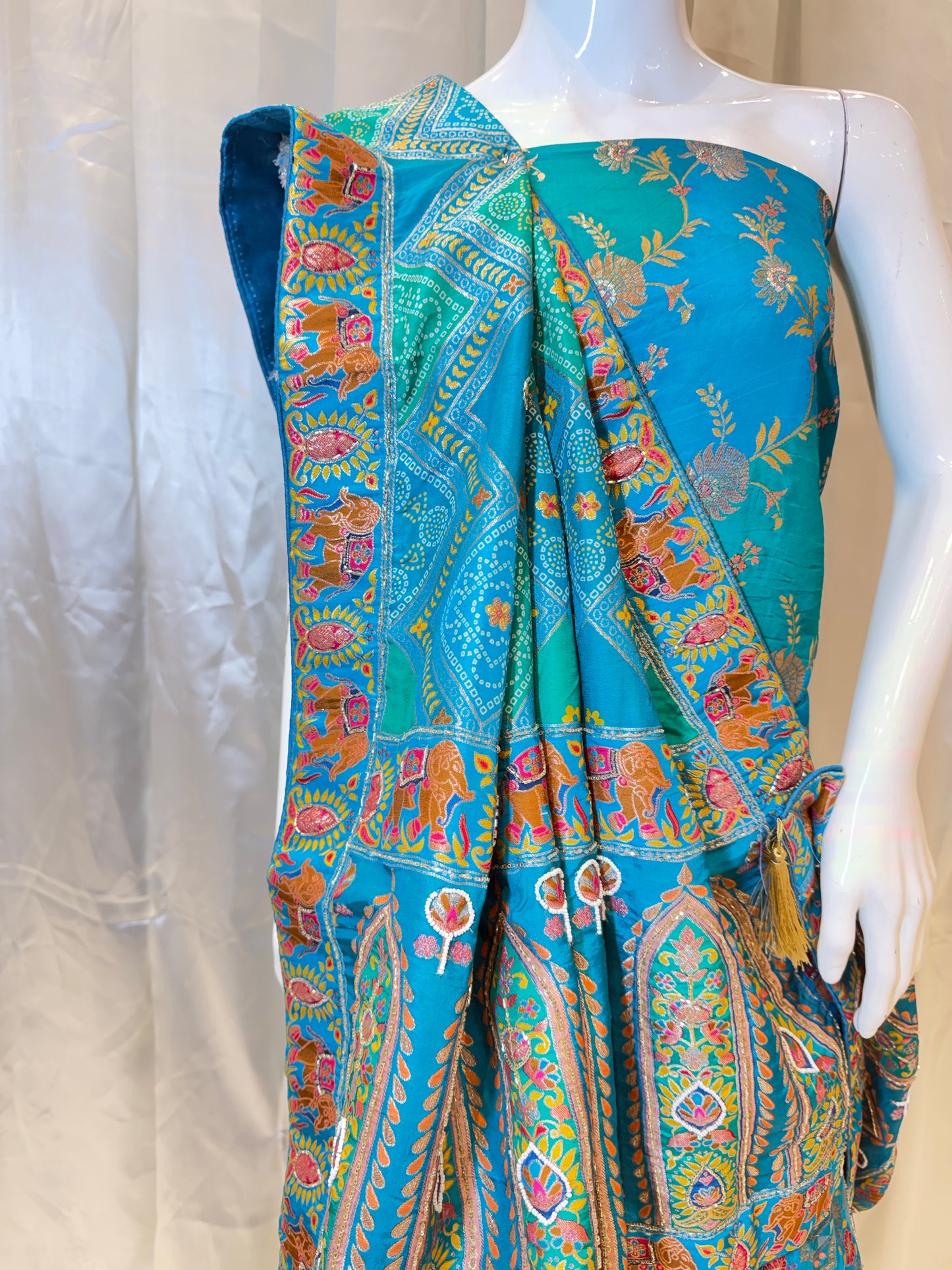 Banarasi Silk Party Wear Lehenga (Firozi)