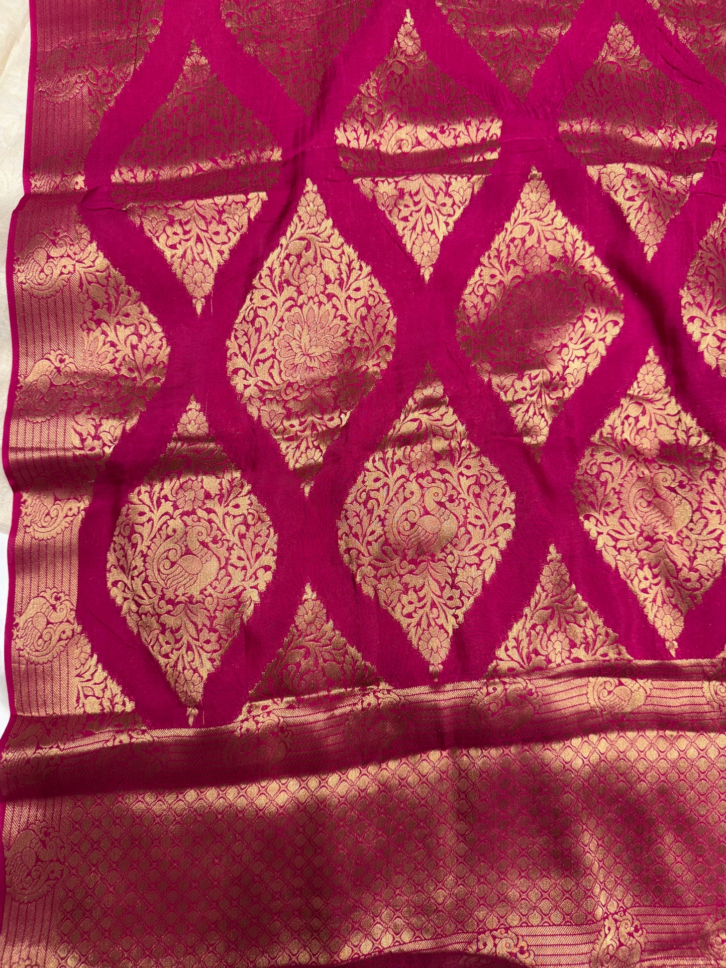 Pure Tissue Khadi with heavy Dupatta (Beige Gold)