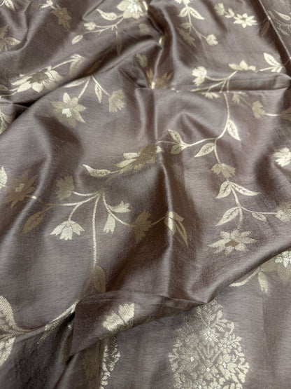 Designer Soft Silk with unique Banarasi Dupatta(Coffee)