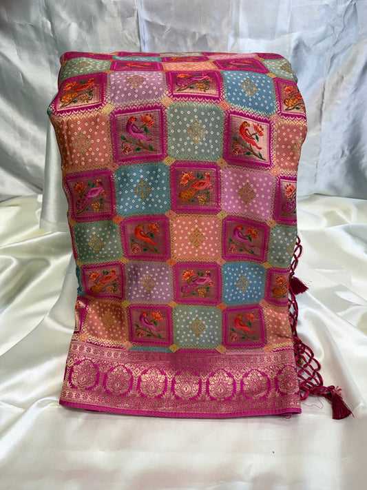 Rangkat Satin Silk Saree with Figure work