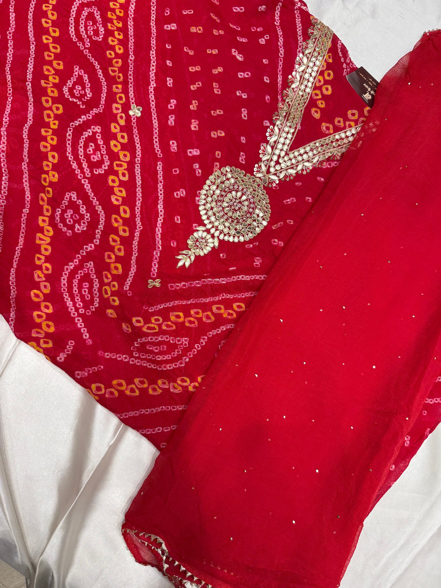 Pure Bandhej with Gota Patti work(Red)