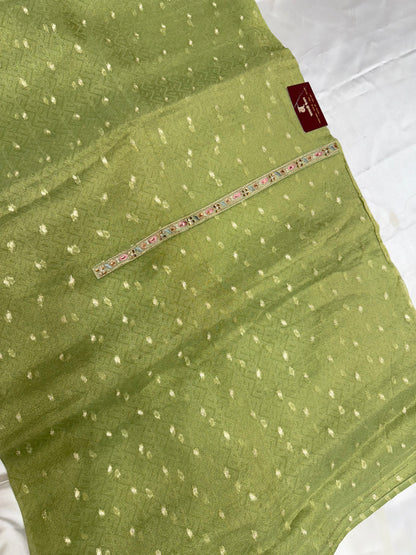 Designer organza Tissue silk dress material(Pastel Green)