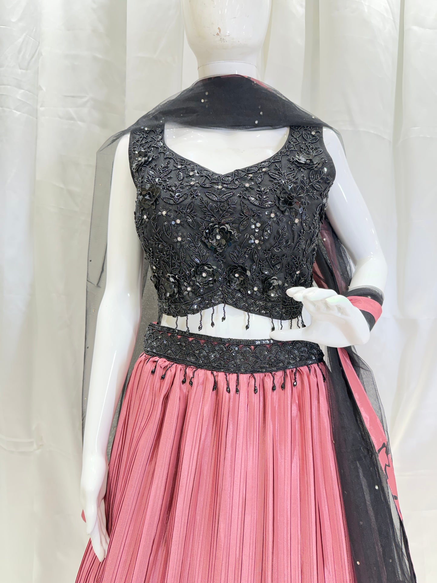 Satin Silk Contrast Ethnic Dress (Wine)