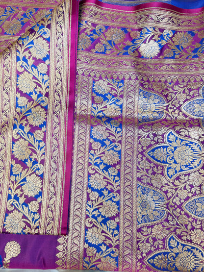 Crap Katan Banarashi Silk Saree (Magenta)