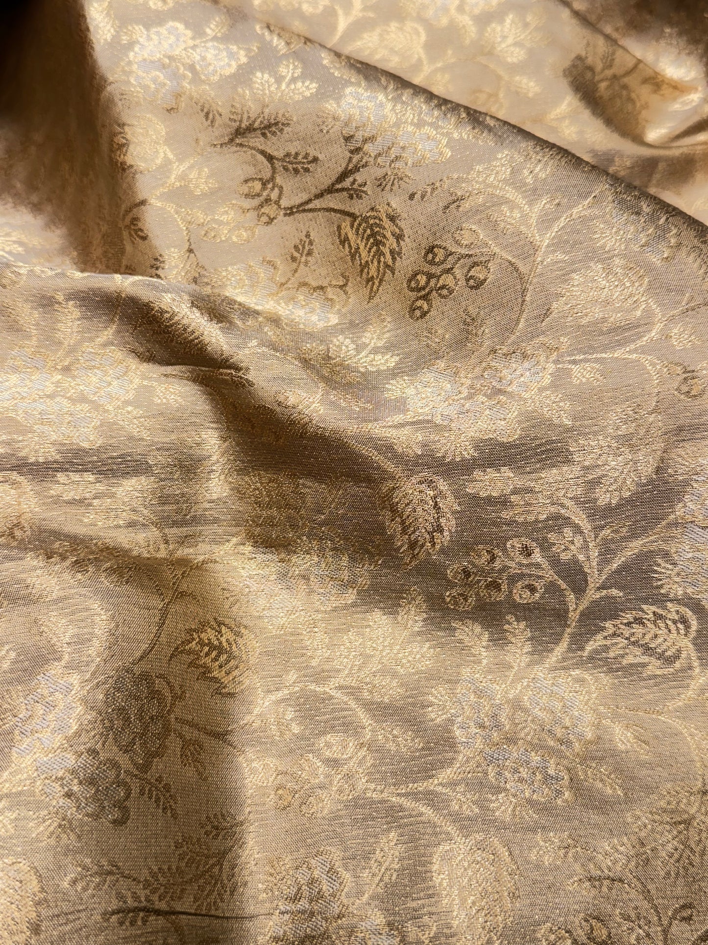 Pin stripped contrast tissue silk saree  (Beige & red)