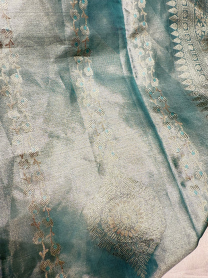 Tissue Silk Saree (Water Blue)
