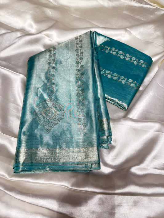Tissue Silk Saree (Water Blue)