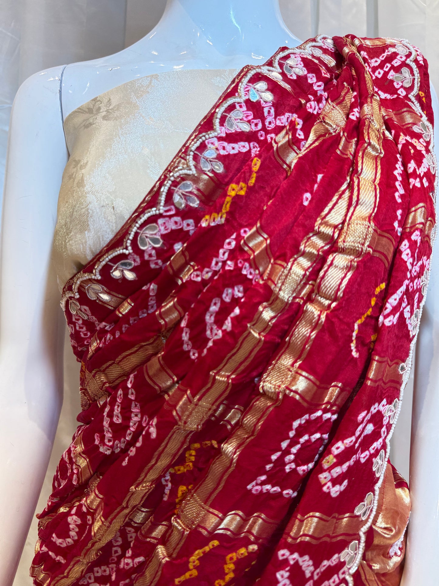 Pure Silk Tanchui with Gharchola Contrast  Dupatta (Beige)