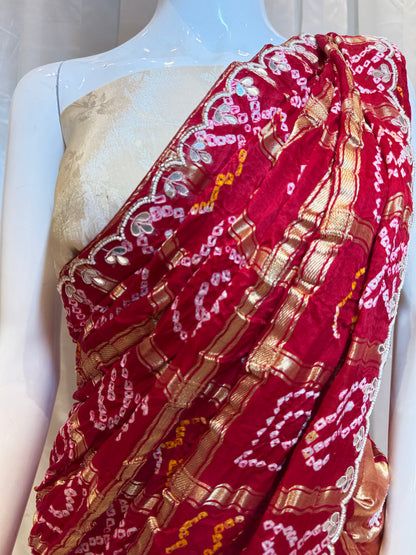 Pure Silk Tanchui with Gharchola Contrast  Dupatta (Beige)