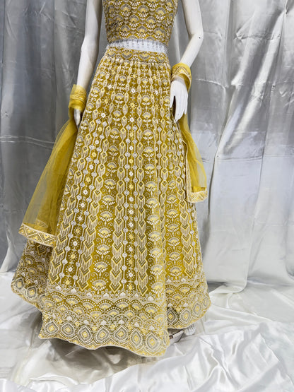 Net Haldi Special Crop Top (Banana Yellow)