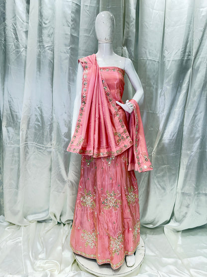 Tissue silk Engagement Special Lehenga (Ice Cream Pink)