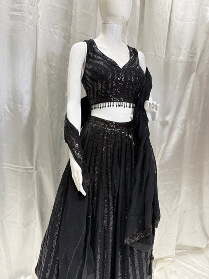 Georgette Work Cocktail Party Fancy Crop (Black)