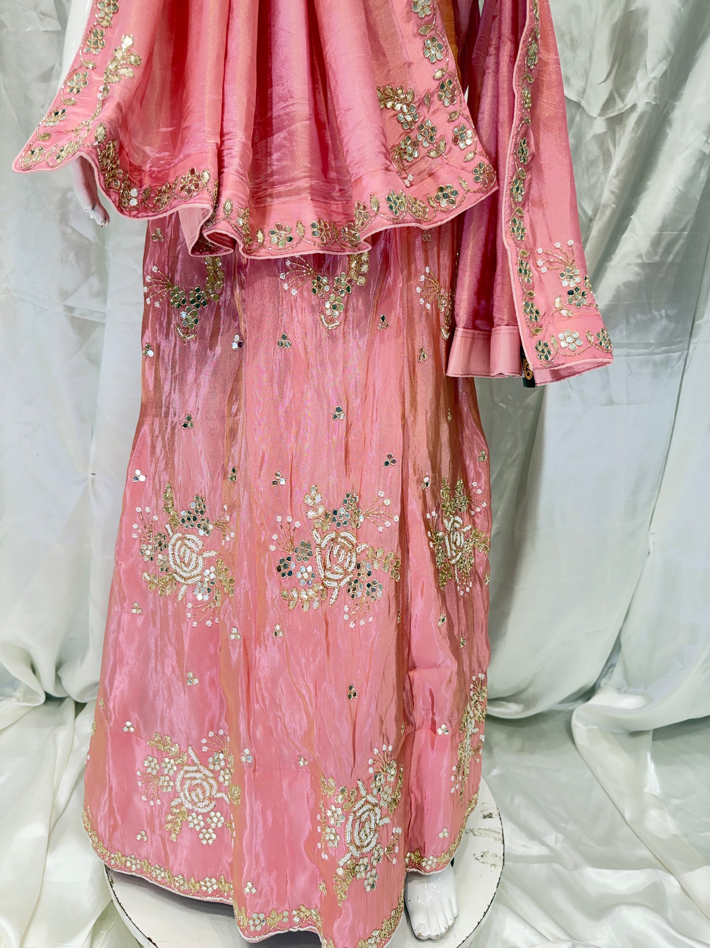 Tissue silk Engagement Special Lehenga (Ice Cream Pink)