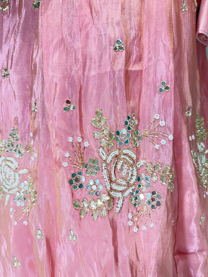 Tissue silk Engagement Special Lehenga (Ice Cream Pink)