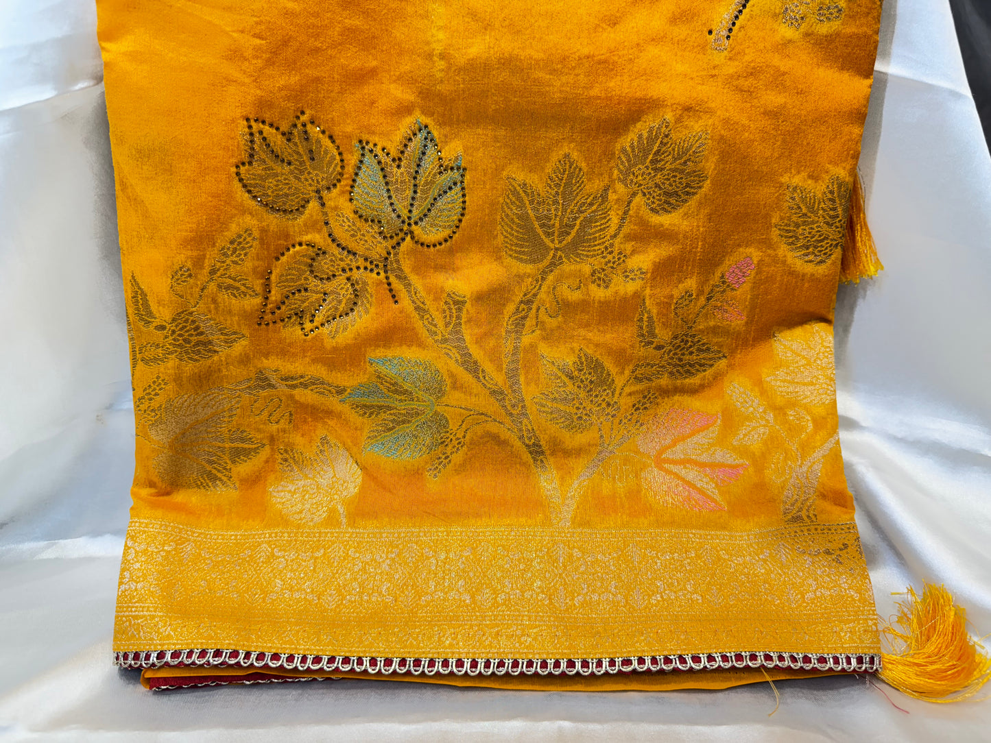 Floral Silk Saree (Yellow)