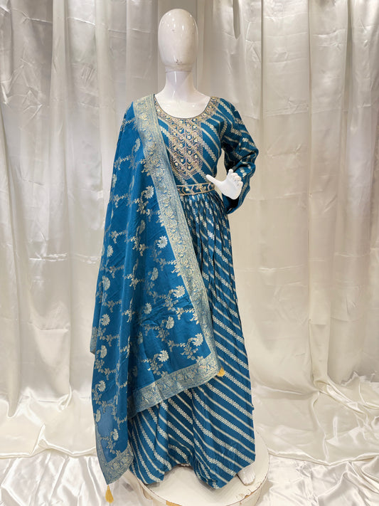 Banarasi Exclusive Fancy Dress (Ink Blue)