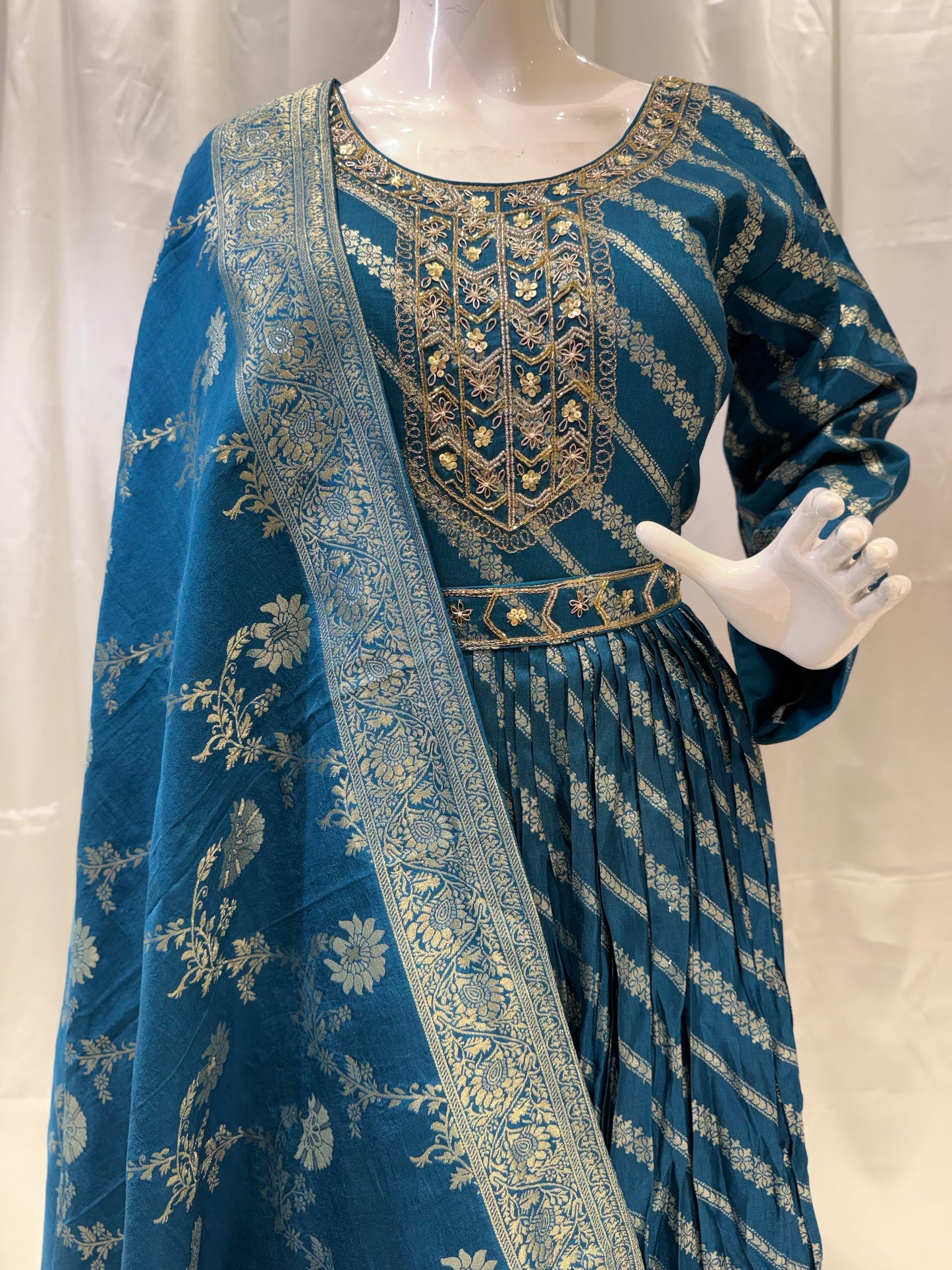 Banarasi Exclusive Fancy Dress (Ink Blue)