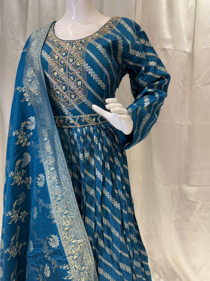 Banarasi Exclusive Fancy Dress (Ink Blue)
