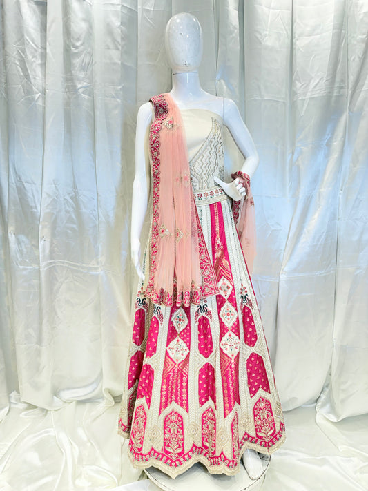 Multicolor Shade Lehenga (Rani with Pink)