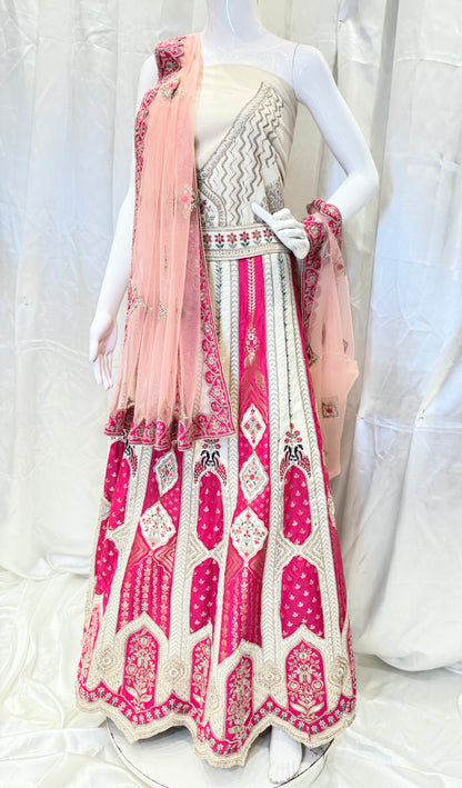 Multicolor Shade Lehenga (Rani with Pink)
