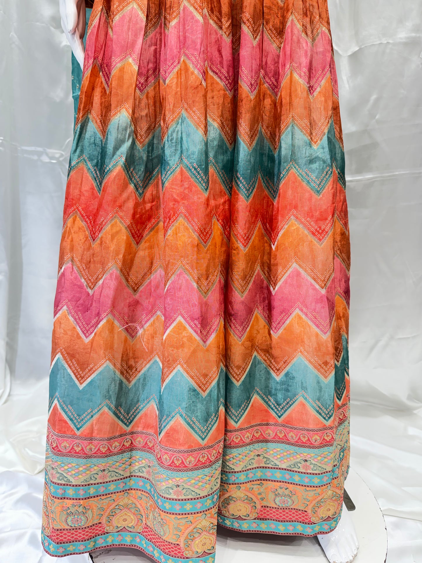 Silk Digital Print Gown (Fanta)