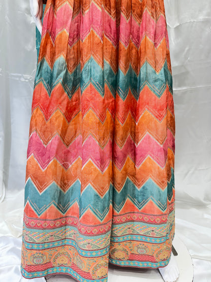 Silk Digital Print Gown (Fanta)